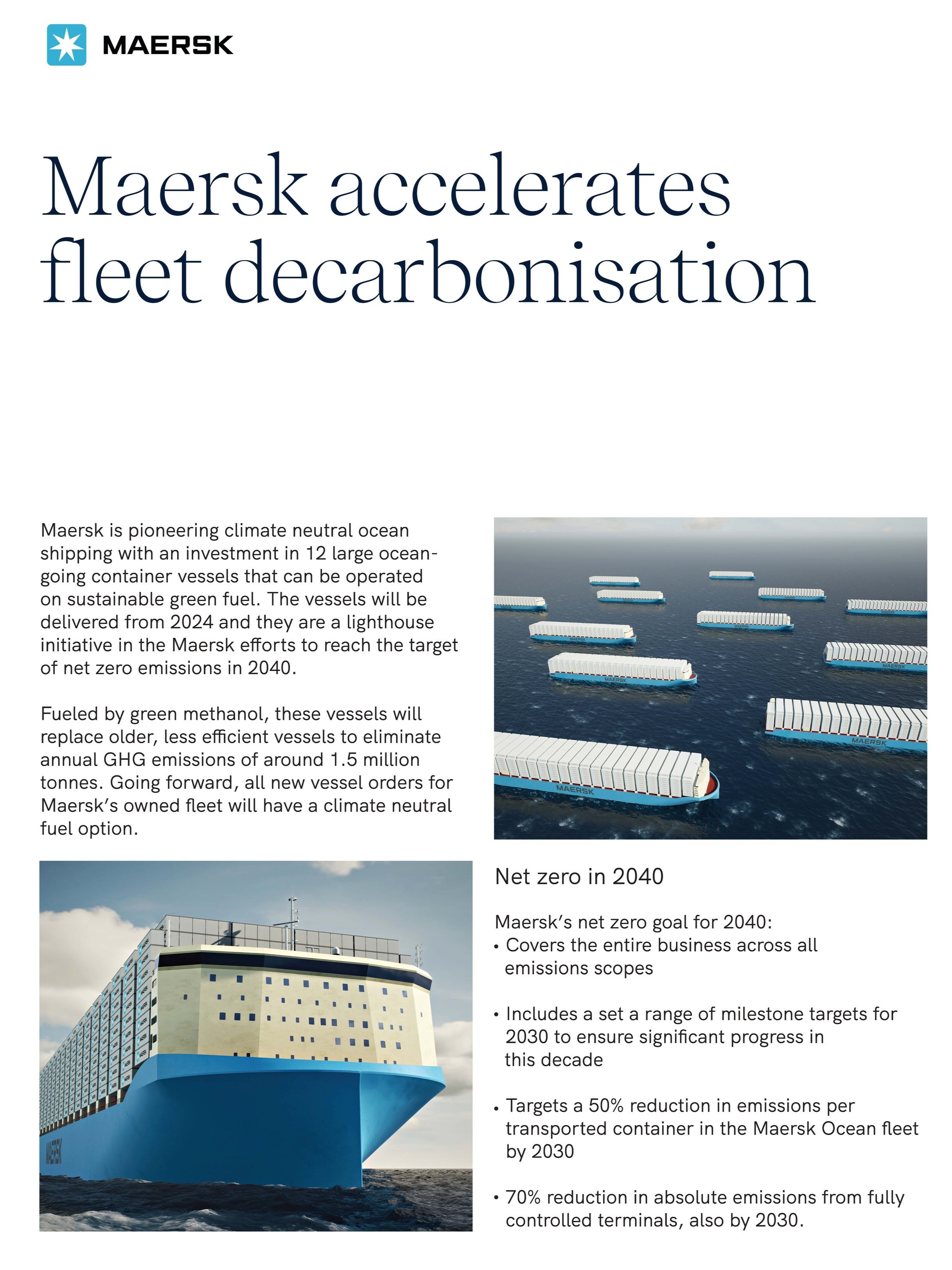 Maersk accelerates fleet decarbonisation